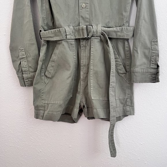 Jonathan Simkhai Green Darcy Cotton Twill Cargo Utilitarian Playsuit Romper S - Picture 4 of 8